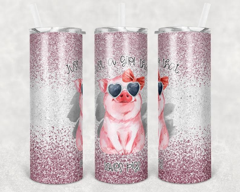 Just A Girl Who Loves Pigs Pink Straight And Warped Stainless Steel Tumbler
