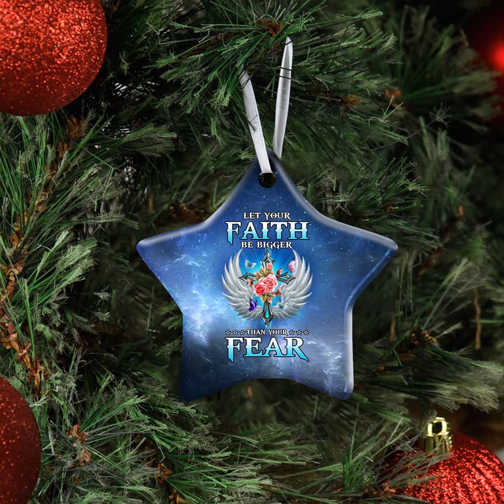 Let Your Faith Be Bigger Than Your Fear Christian Heart Ornament Personalized Gifts