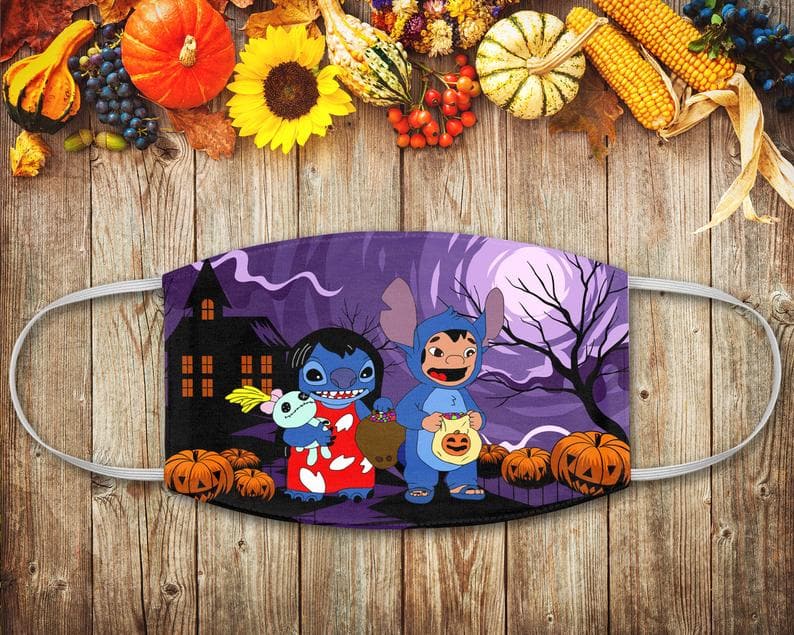 Lilo & Stitch Swap Costume Trick Or Treat Pumpkins Halloween Night Candies Disney Face Mask