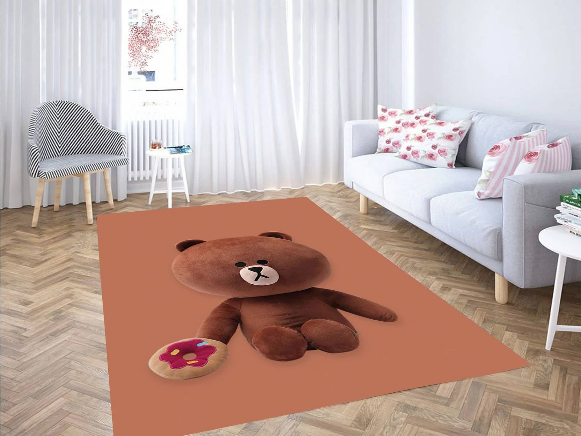 Line Icon Bear Carpet Rug