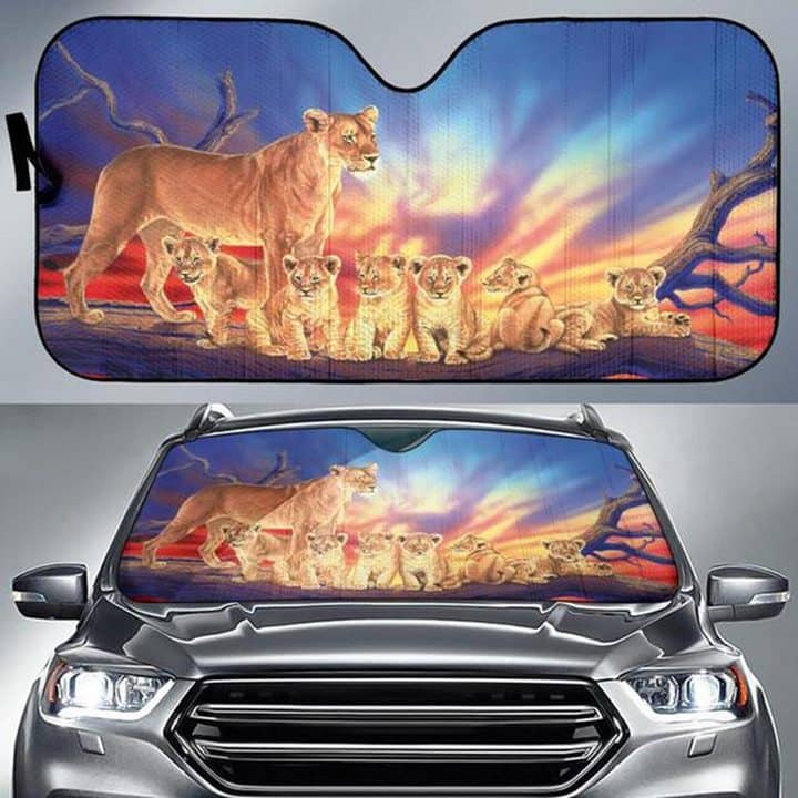 Lion Family A Unique Gift For Lion Lovers No 478 Auto Sun Shade