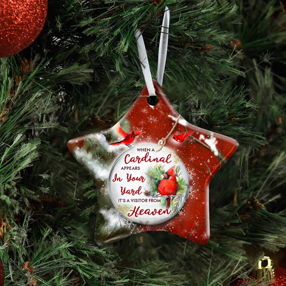 Love In Heaven Cardinal Ceramic Heart Ornament Personalized Gifts