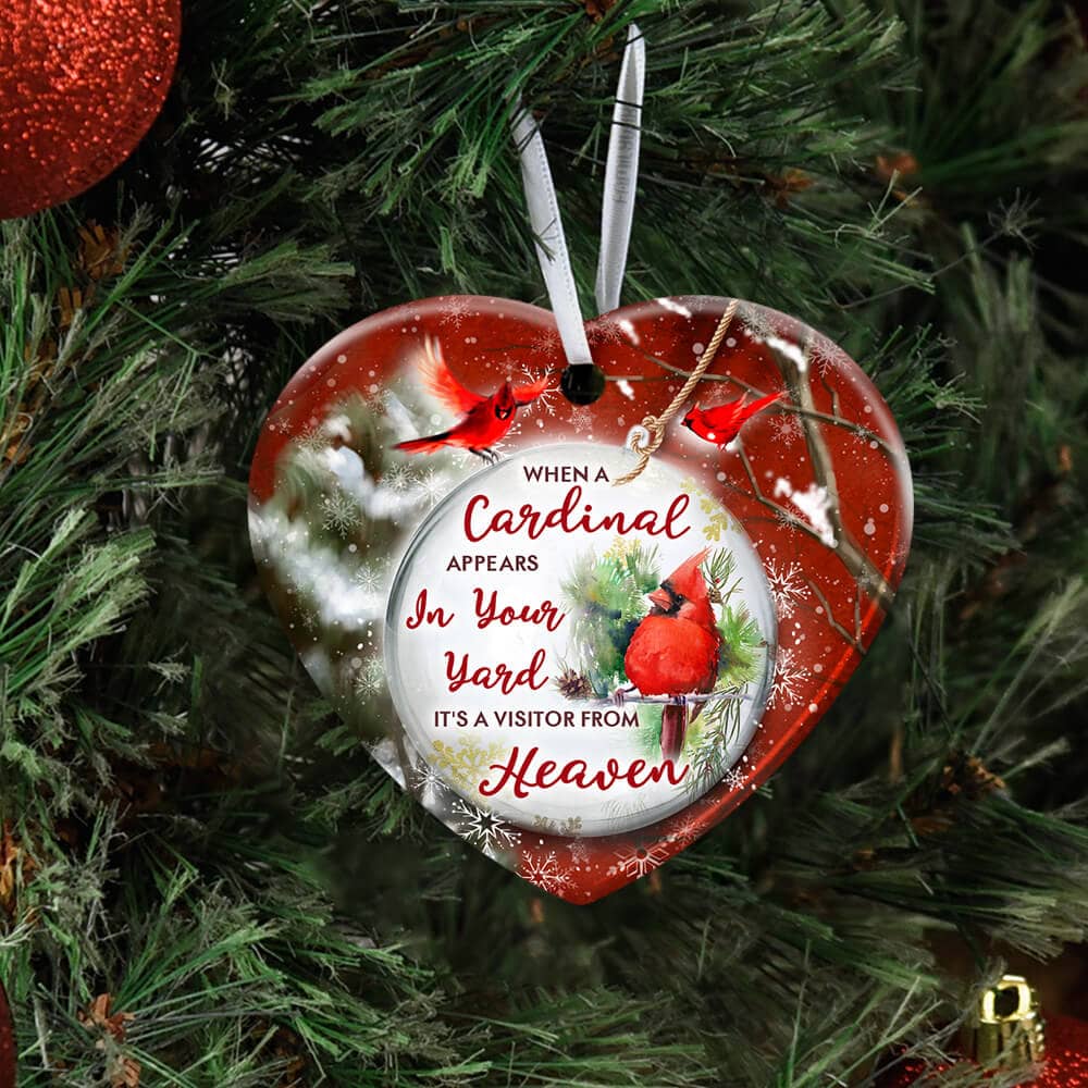 Love In Heaven Cardinal Ceramic Oval Ornament Personalized Gifts