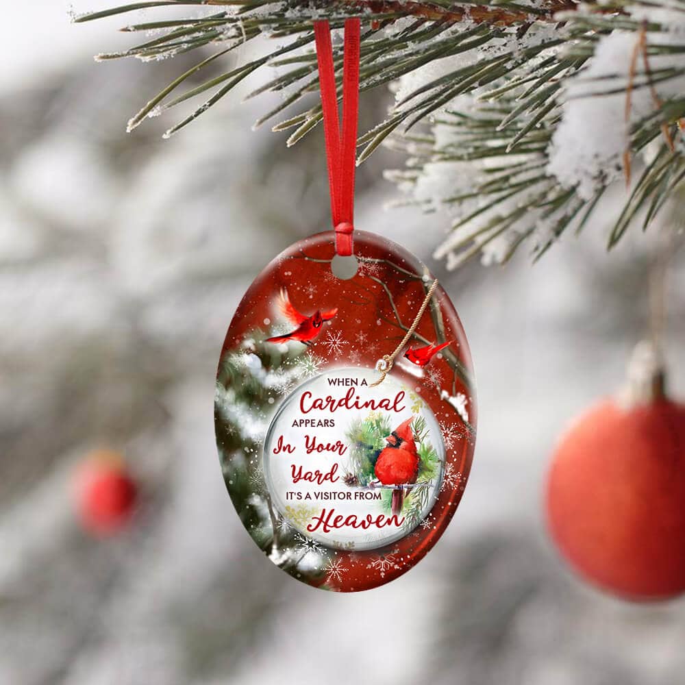 Love In Heaven Cardinal Ceramic Star Ornament Personalized Gifts