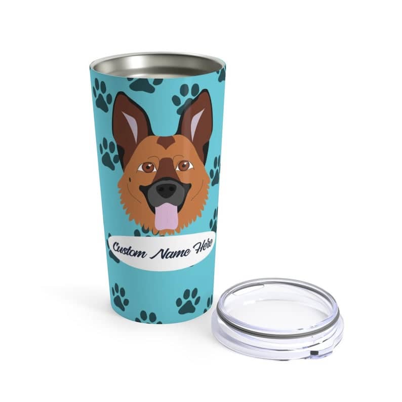 Love My German Shepherd - Personalized Custom  Travel Mug For Hot Coffee Cold Drinks - 20Oz With Lid Dishwasher Safe Stainless Steel Tumbler