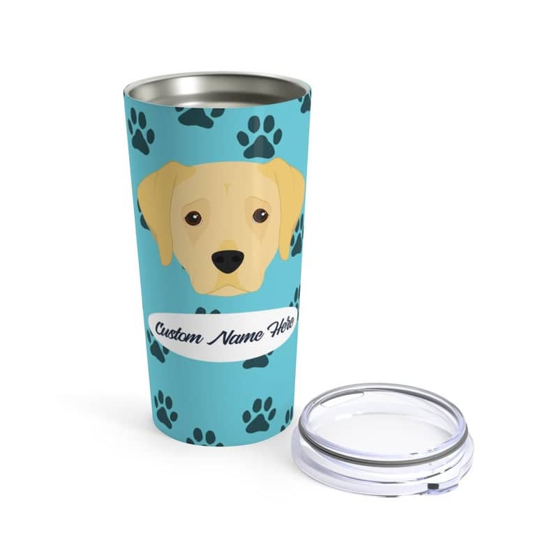 Love My Yellow Labrador - Personalized Custom  Travel Mug For Hot Coffee Cold Drinks - 20oz With Lid Dishwasher Safe Stainless Steel Tumbler