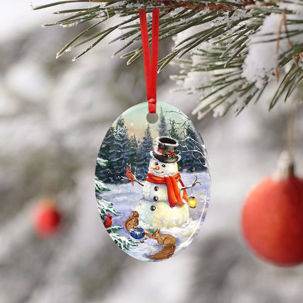 Lovely Snowman Ceramic Star Ornament Personalized Gifts