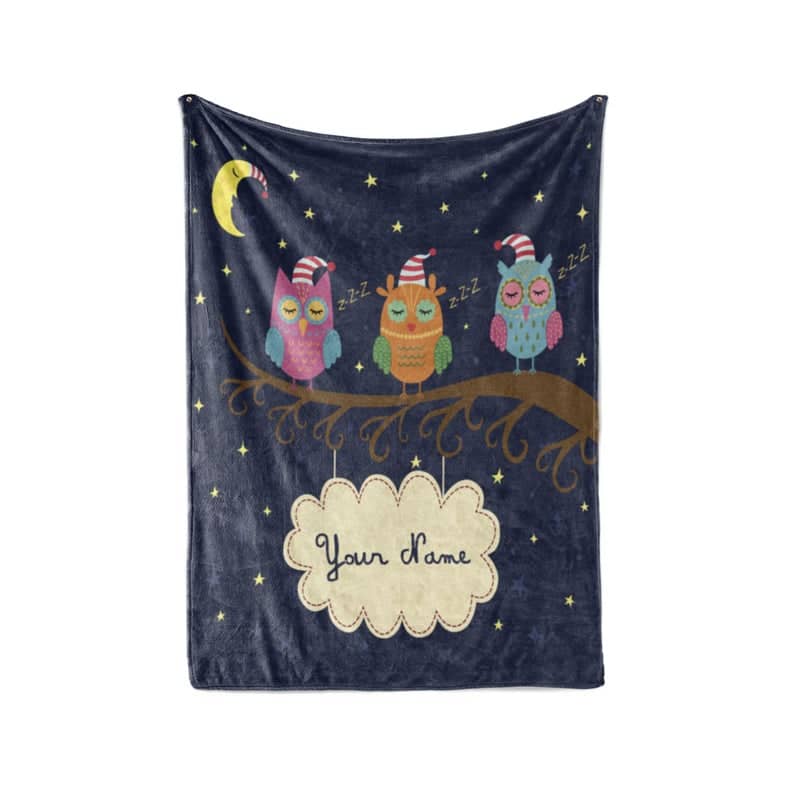 Magical Sleepy Owls - Personalized Custom Fleece And Sherpa Blankets With Your Child's Name Fleece Blanket