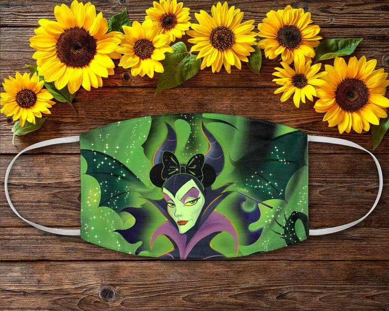 Maleficent Disney Villains Halloween Witches Pattern Lovers Themed Face Mask