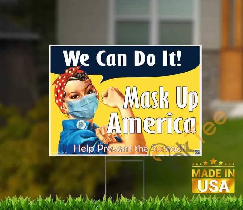 Mask Up America Rosie Says We Can Do It Yard Sign