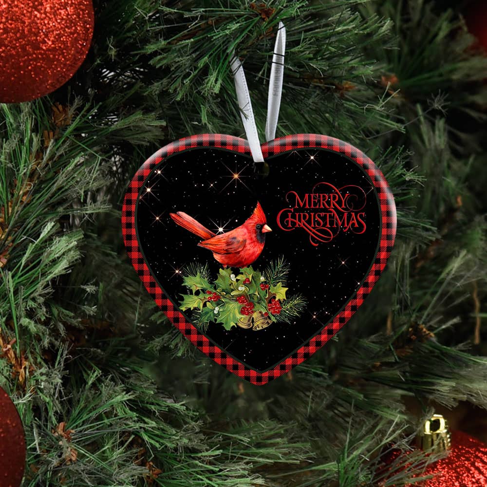 Merry Christmas Cardinal Ceramic Oval Ornament Personalized Gifts