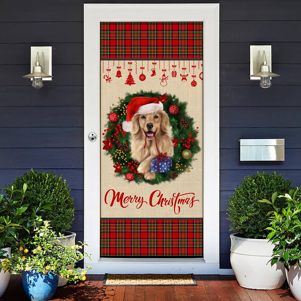 Inktee Store - Merry Christmas Golden Retriever Door Cover Image