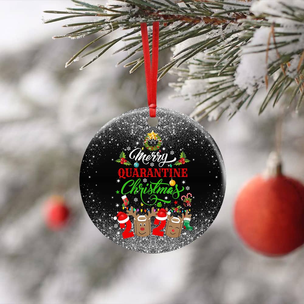Merry Quarantine Christmas 2020 Ceramic Circle Ornament Personalized Gifts