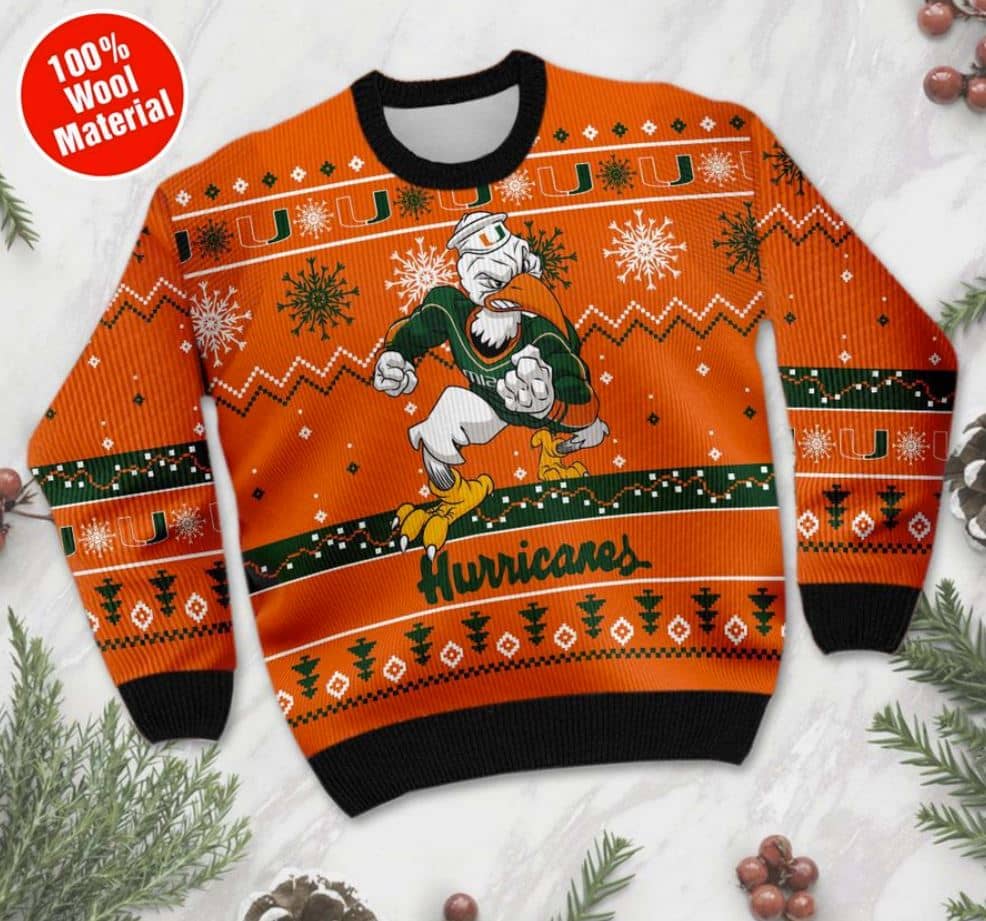 Inktee Store - Miami Hurricanes Football Ugly Christmas Sweater Image