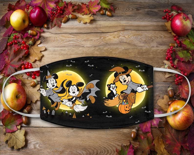 Mickey Minnie Mouse Witch Costume Riding Broomstick Disney Lovers Trick Or Treat Halloween Face Mask