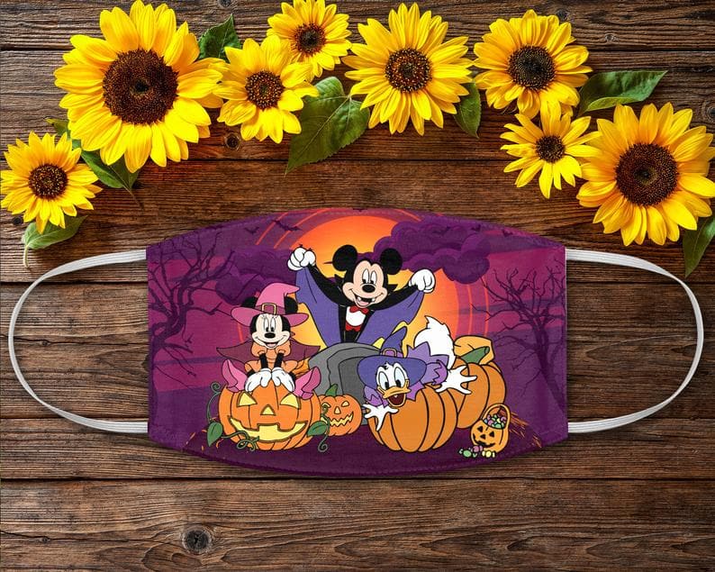 Mickey Mouse &Amp; Friends Halloween Disney Lovers Minnie Daisy Duck Dracula Witch Theme Face Mask