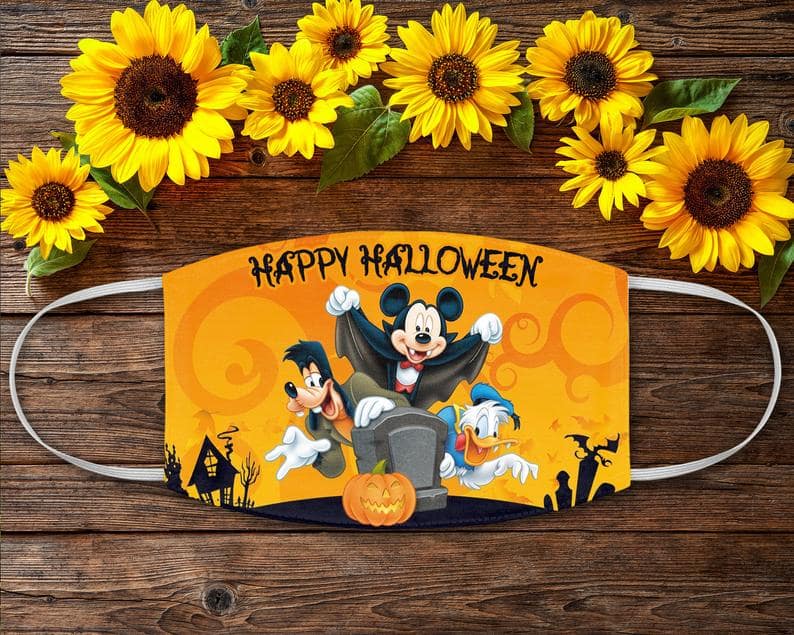 Mickey Mouse Happy Halloween And Friends Groofy Donald Dracula Disney Face Mask