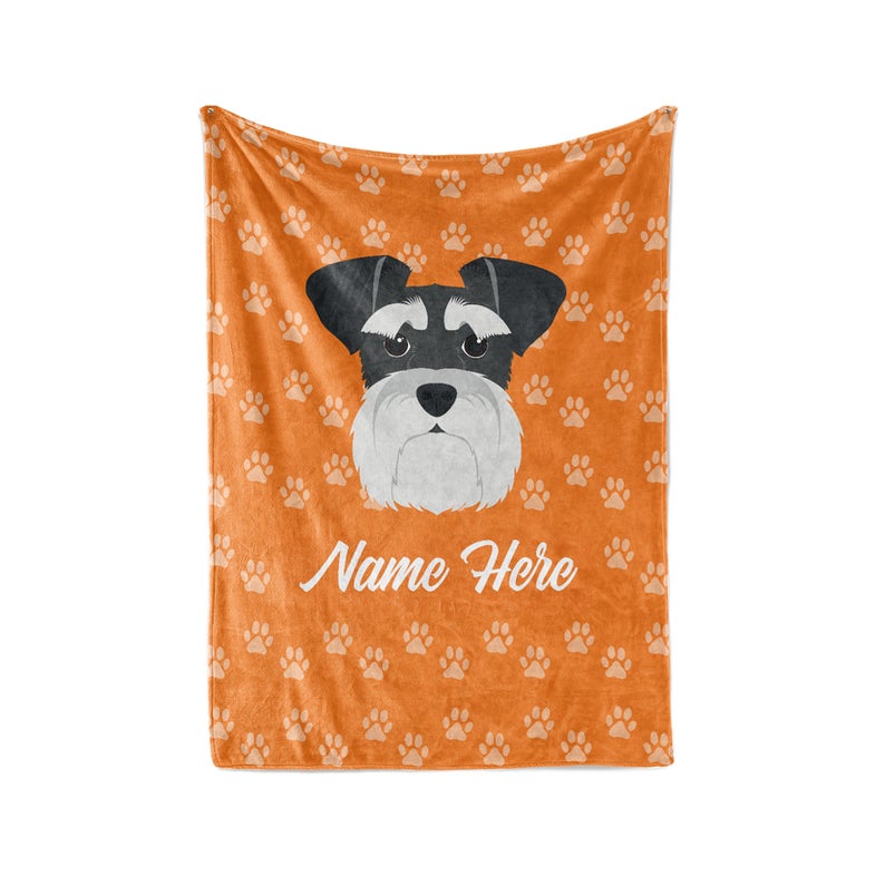 Mini Schnauzer Personalized Custom Fleece And Sherpa Blankets With Your Family Or Dog's Name - Great Gifts For Dog Lovers Fleece Blanket