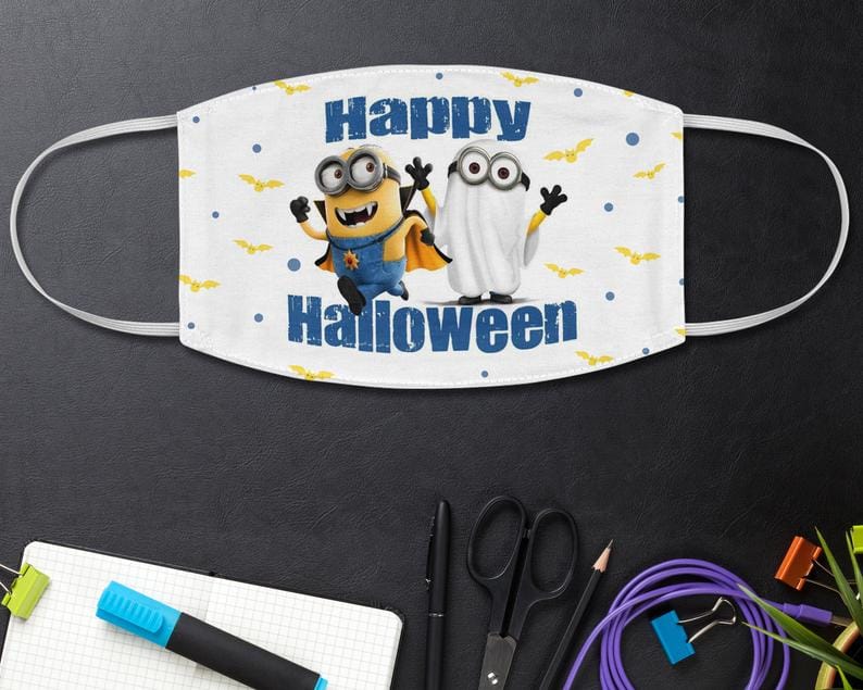 Minion Halloween Fabric Ghost Lovers Despicable Me Fans Bat Pattern Face Mask