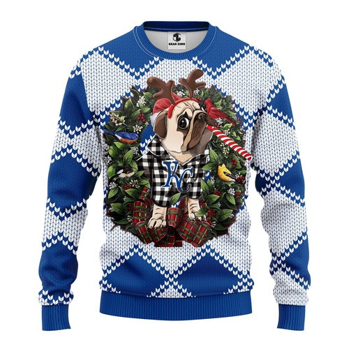Mlb Kansas City Royals Pug Dog Christmas Ugly Sweater