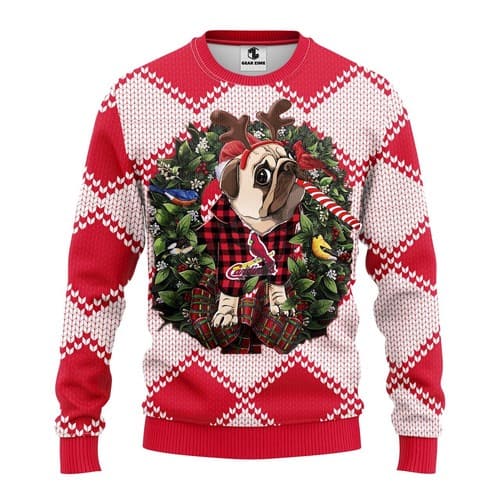 Mlb St. Louis Cardinals Pug Dog Christmas Ugly Sweater