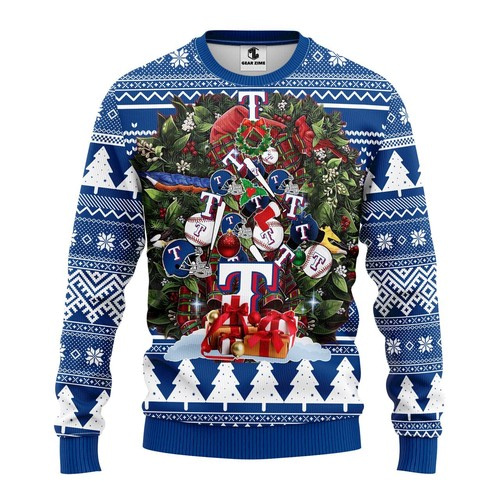 Mlb Texas Rangers Tree Christmas Ugly Sweater