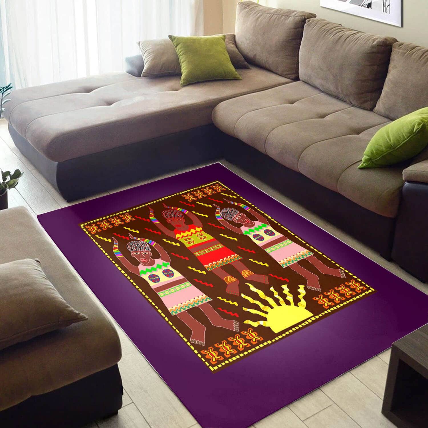 Modern African Abstract Natural Hair Afrocentric Pattern Art Design Floor Carpet Style Rug