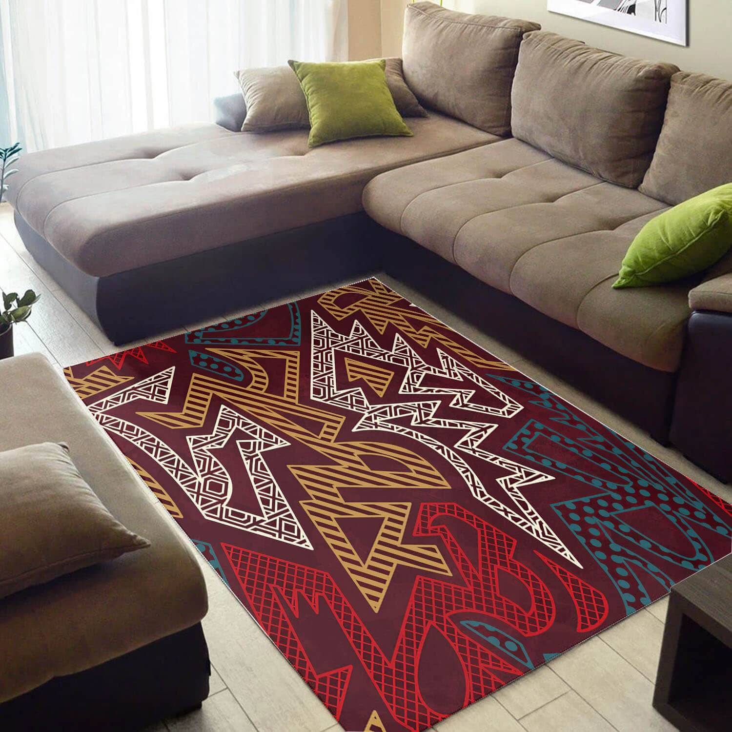 Modern African Afrocentric Art Design Floor Carpet Inspired Home Rug