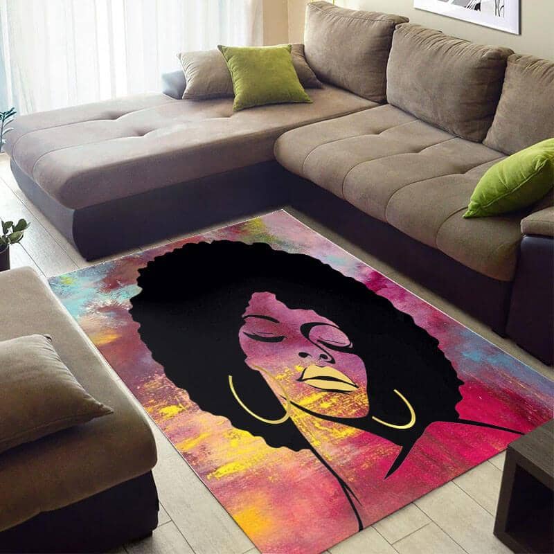 Modern African American Beautiful Afro Woman Design Floor Inspired Living Room Rug