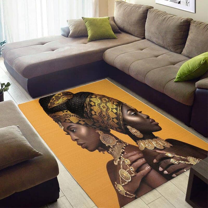 Modern African American Cute Themed Afro Lady Style Area Rug