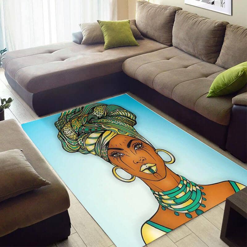 Modern African American Fancy Themed Afro Lady Design Floor House Rug