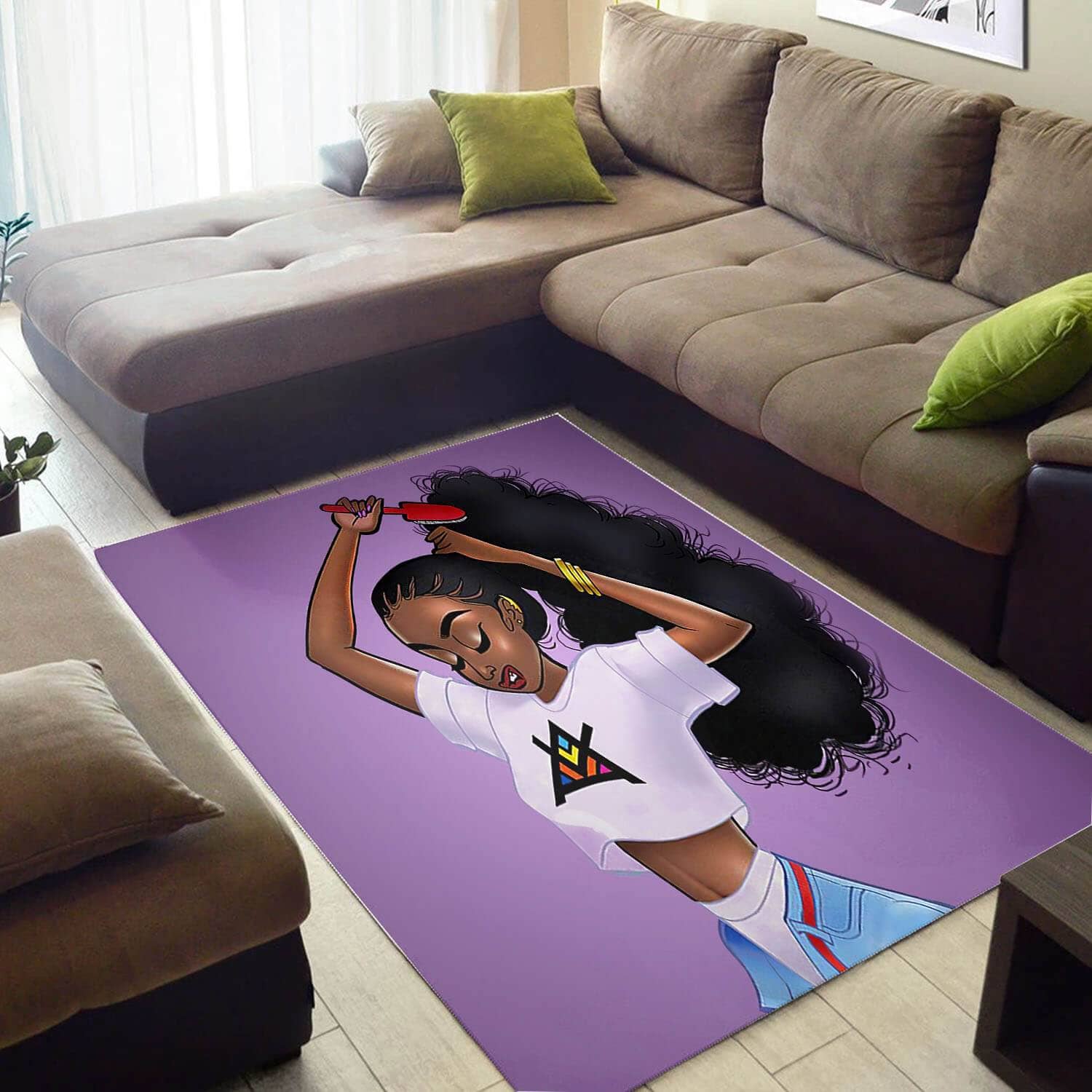 Modern African American Pretty Afro Black Queen Style Area House Rug