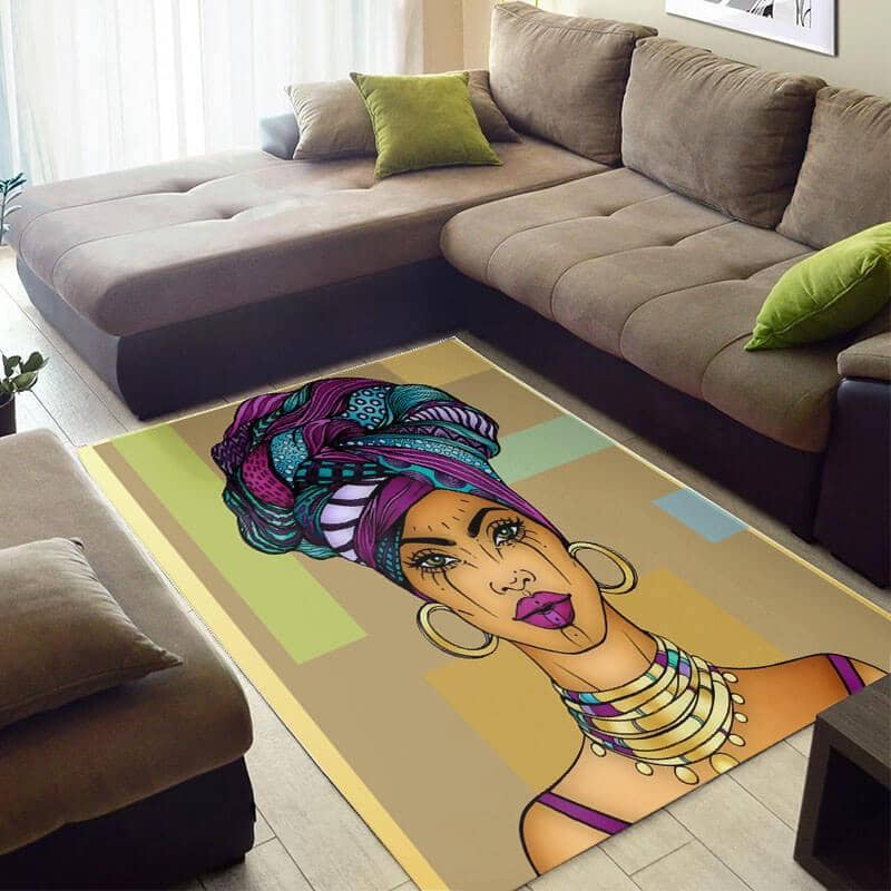 Modern African American Pretty Natural Hair Afro Lady Carpet Themed Home Rug