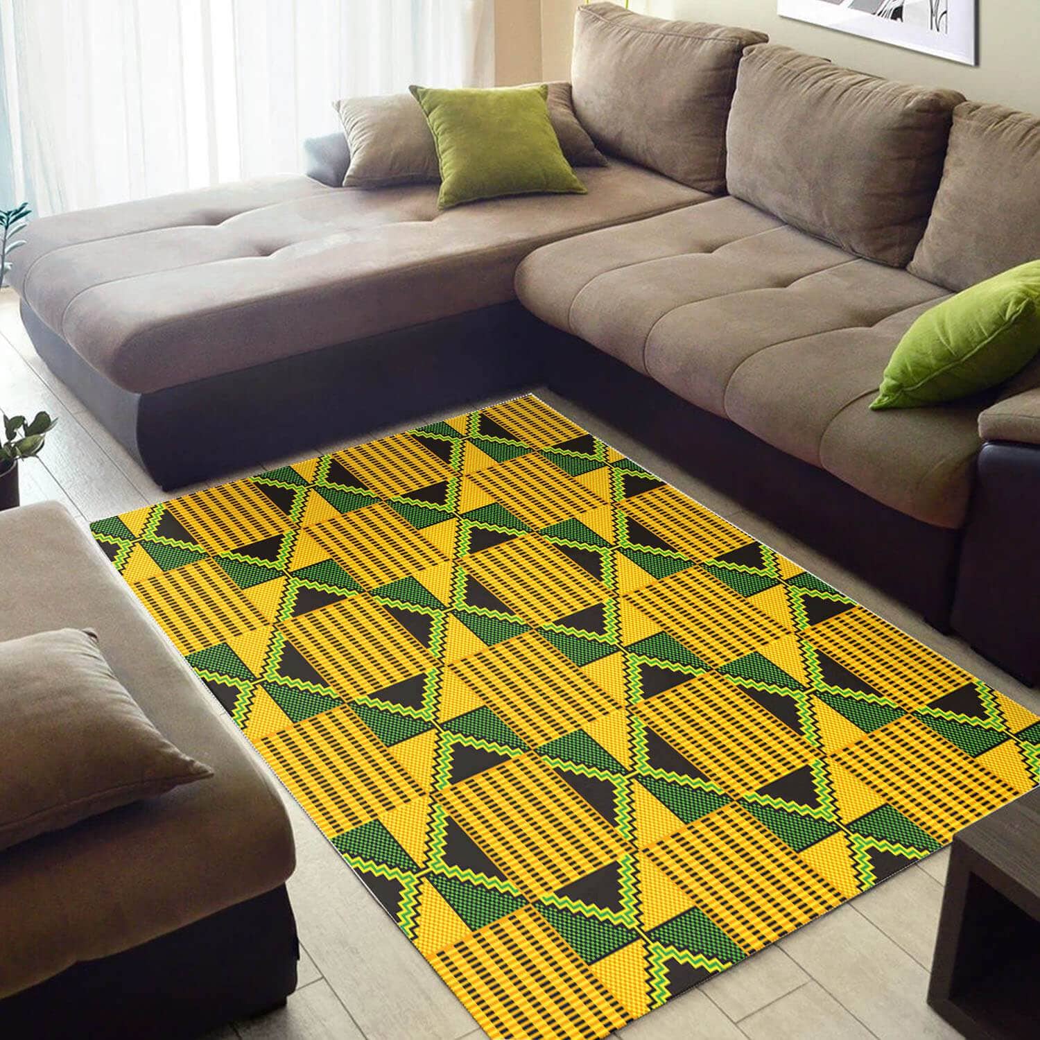 Modern African Colorful Afrocentric Pattern Art Themed Room Rug