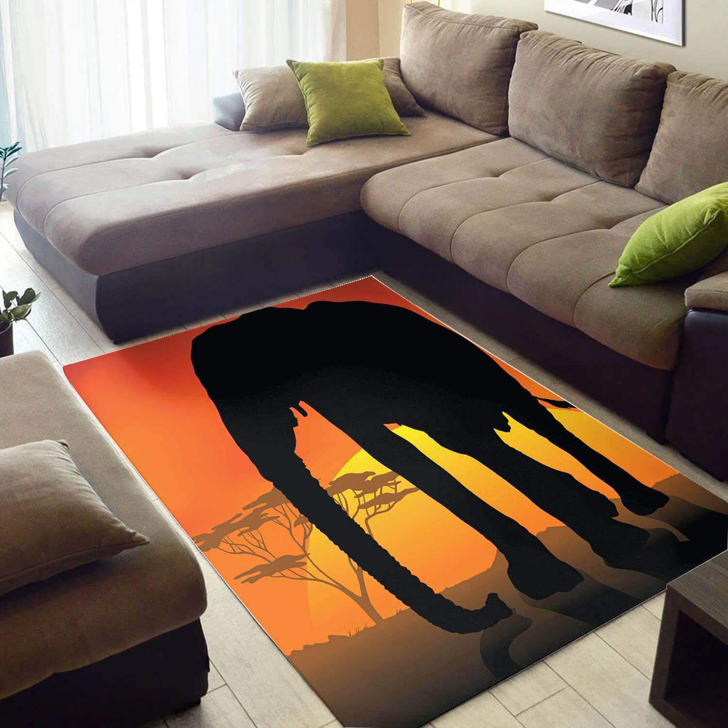 Modern African Cool Style Safari Animals Floor Inspired Living Room Rug