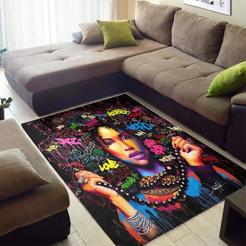 Modern African Cute American Art Melanin Afro Woman Carpet Style Rug