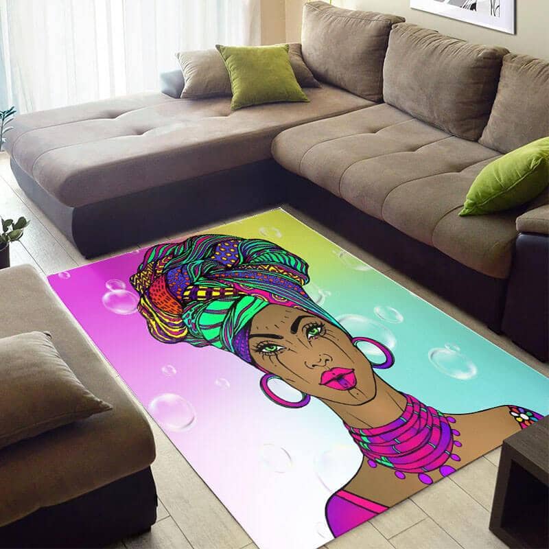 Modern African Cute Inspired Melanin Afro Girl Design Floor Carpet Room Rug
