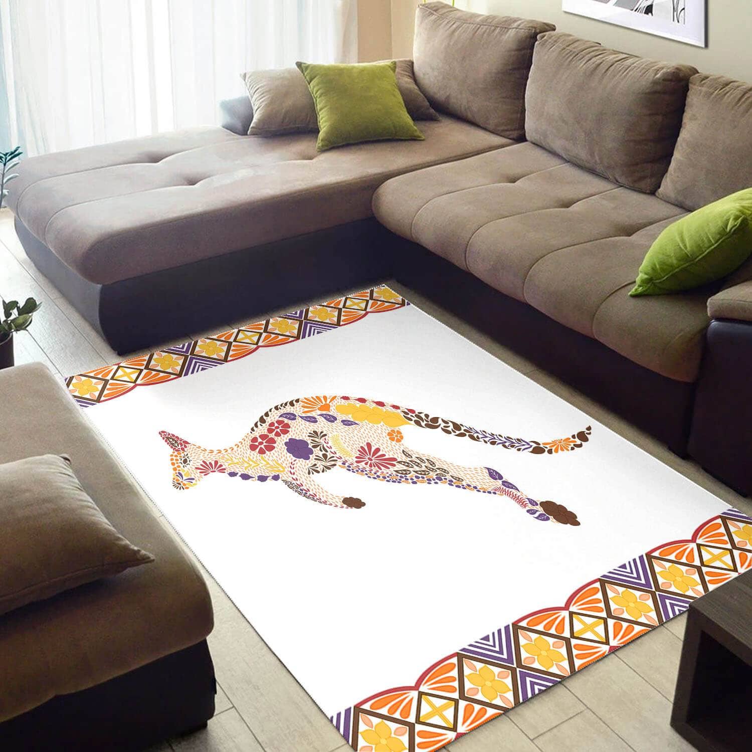 Modern African Cute Inspired Wildlife Animals Style Floor House Rug