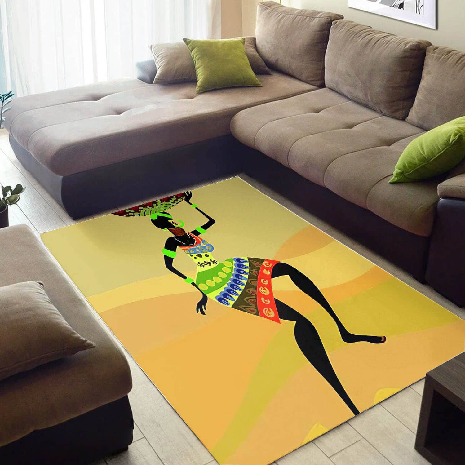 Modern African Fancy Inspired Afro Lady Style Themed Home Rug