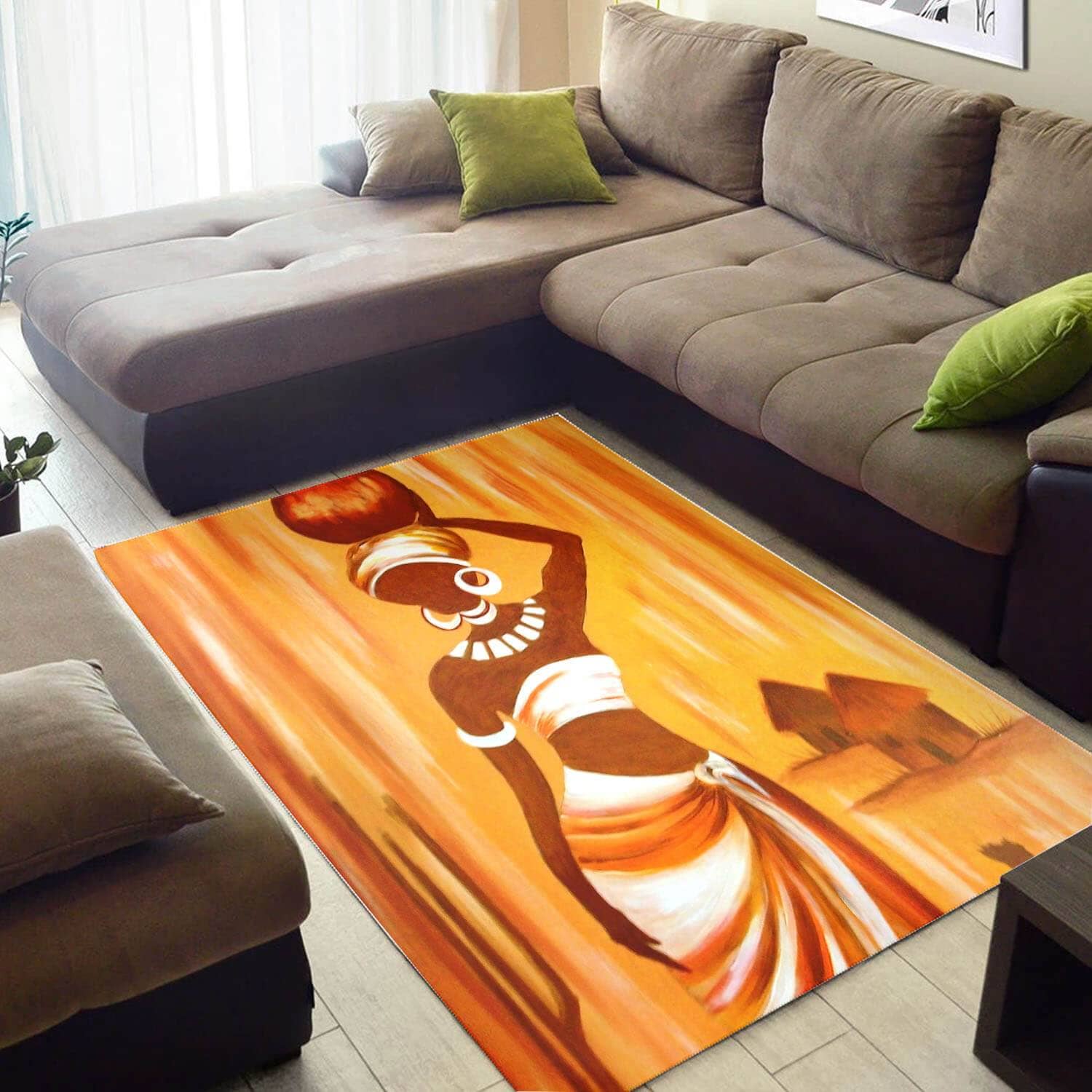 Modern African Fancy Style Melanin Girl Carpet Inspired Living Room Rug