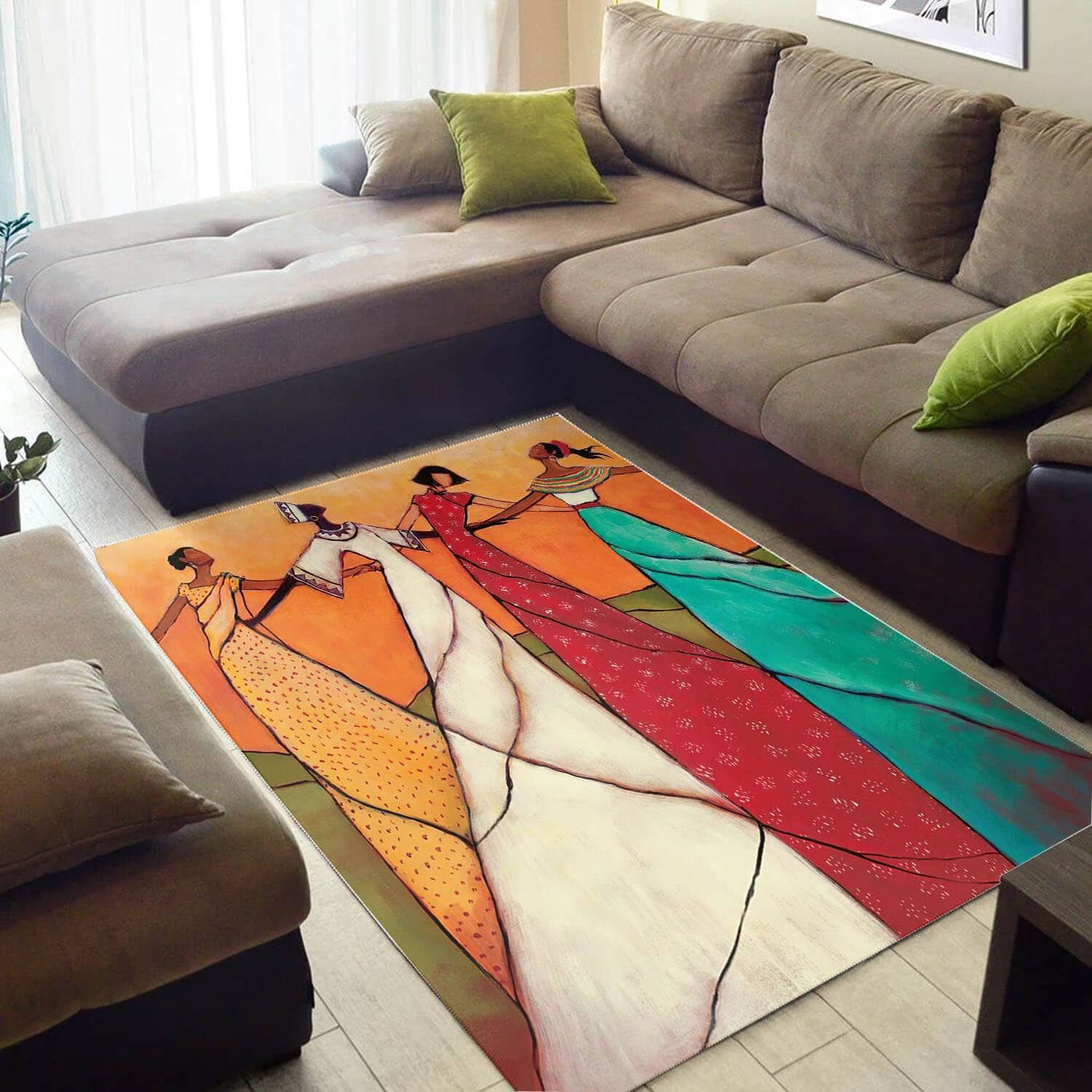 Modern African Pretty Natural Hair Afro Lady Style Carpet Inspired Living Room Rug