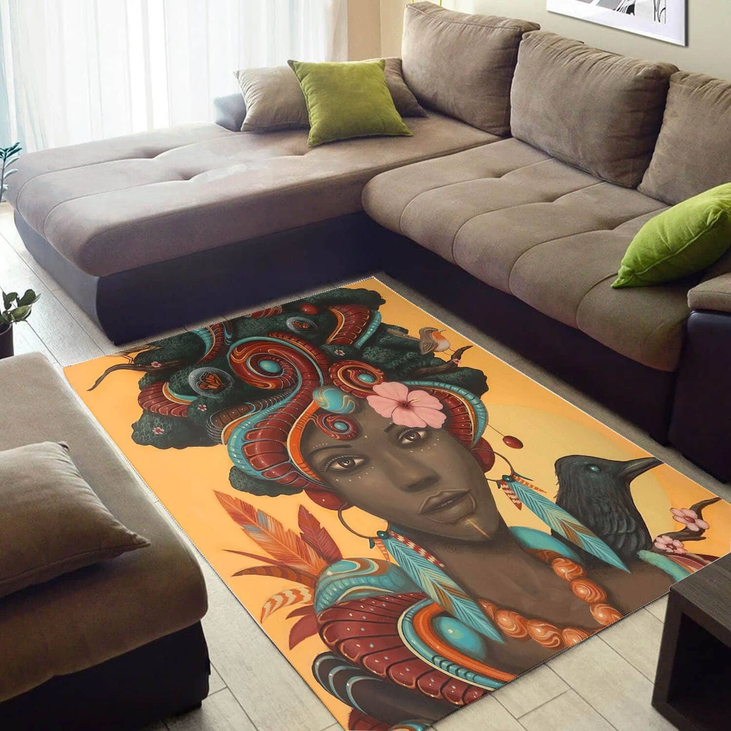 Modern African Pretty Print Girl Themed Carpet Living Room Rug