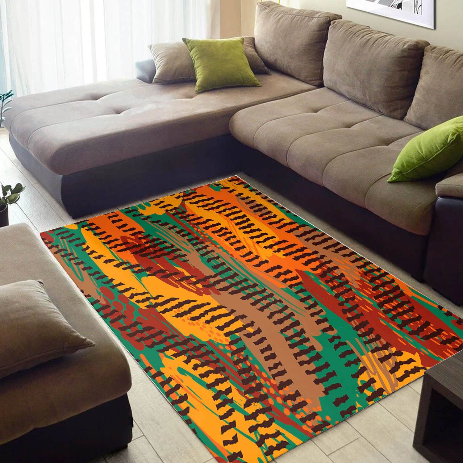 Modern African Style Cool Afrocentric Pattern Art Large Carpet Inspired Living Room Rug