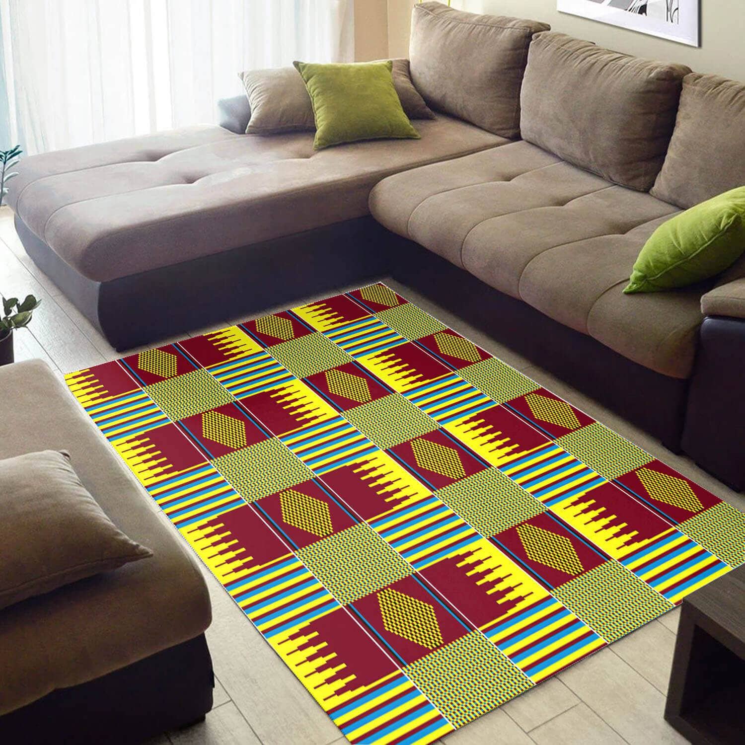 Modern African Style Graphic Afrocentric Art Large Carpet Inspired Living Room Rug