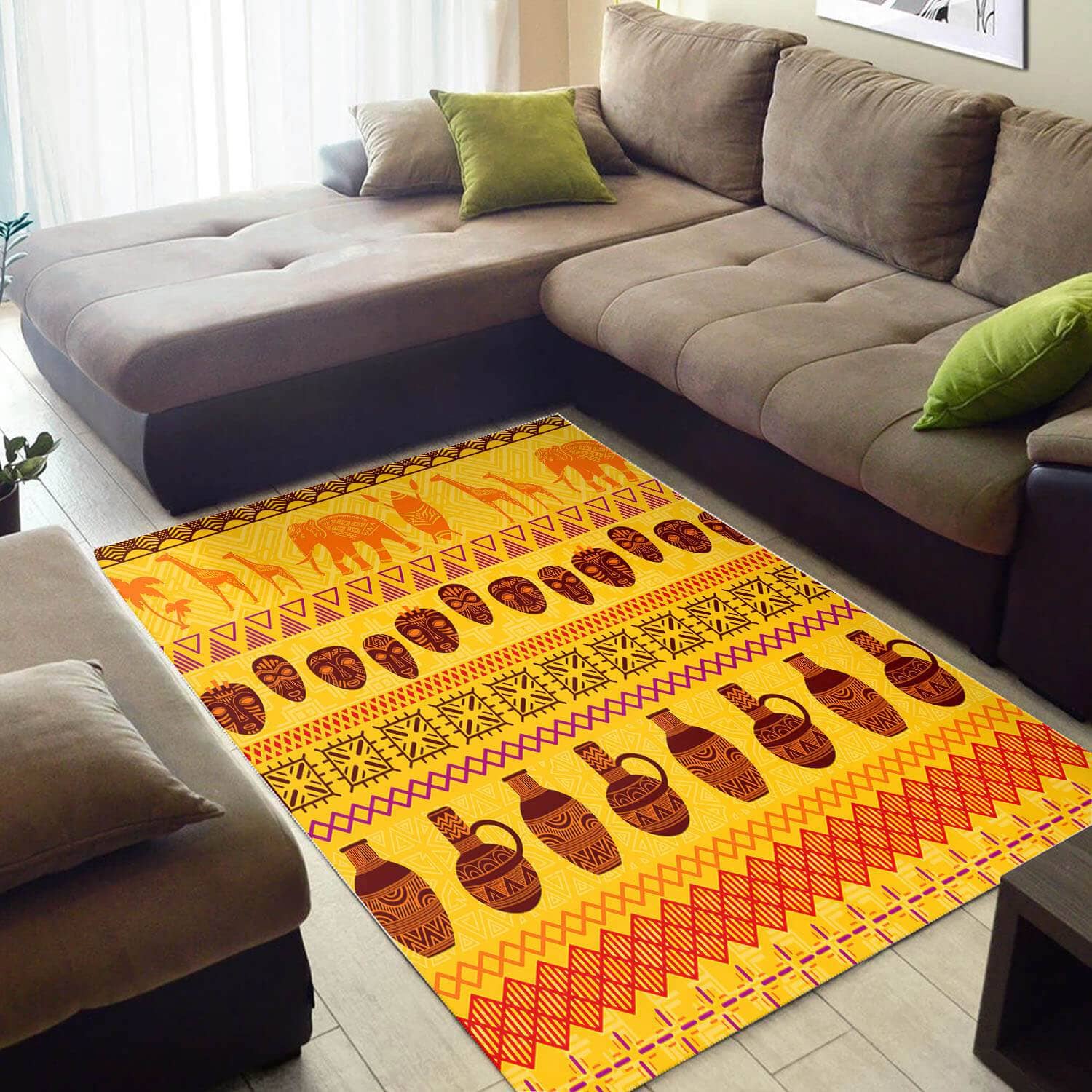 Modern African Style Holiday American Art Afrocentric Pattern Floor House Rug