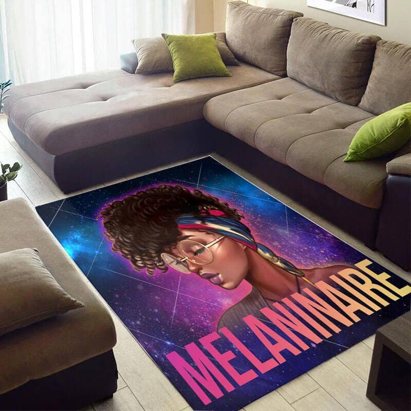 Modern African Style Pretty Inspired Melanin Afro Woman Galaxy Melaninaire Themed Carpet Rug