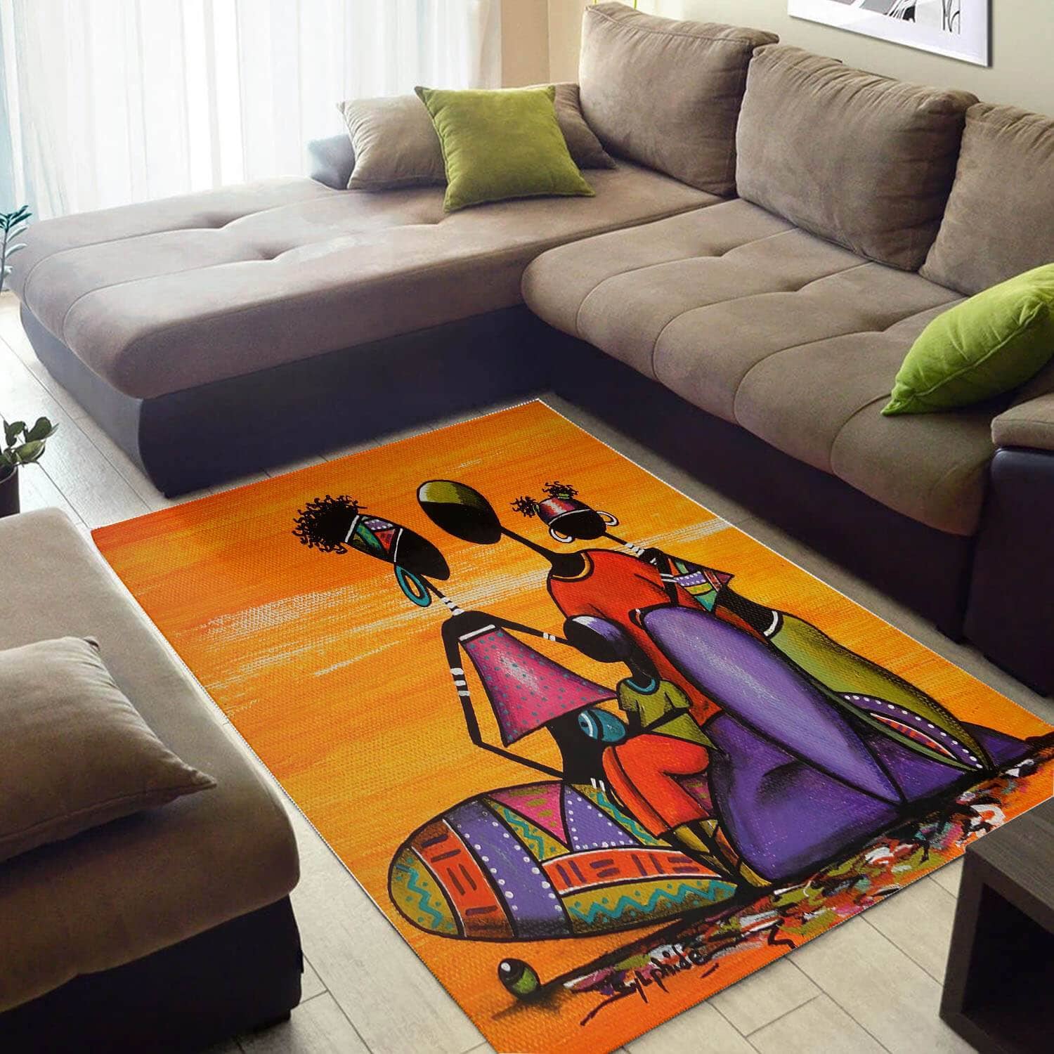 Modern African Style Pretty Print Queen Carpet House Rug