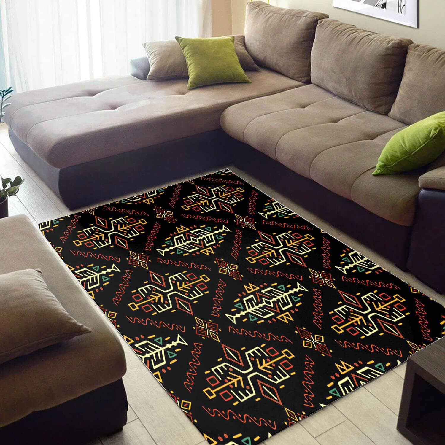 Modern African Themed Afrocentric Art Style Area Rug