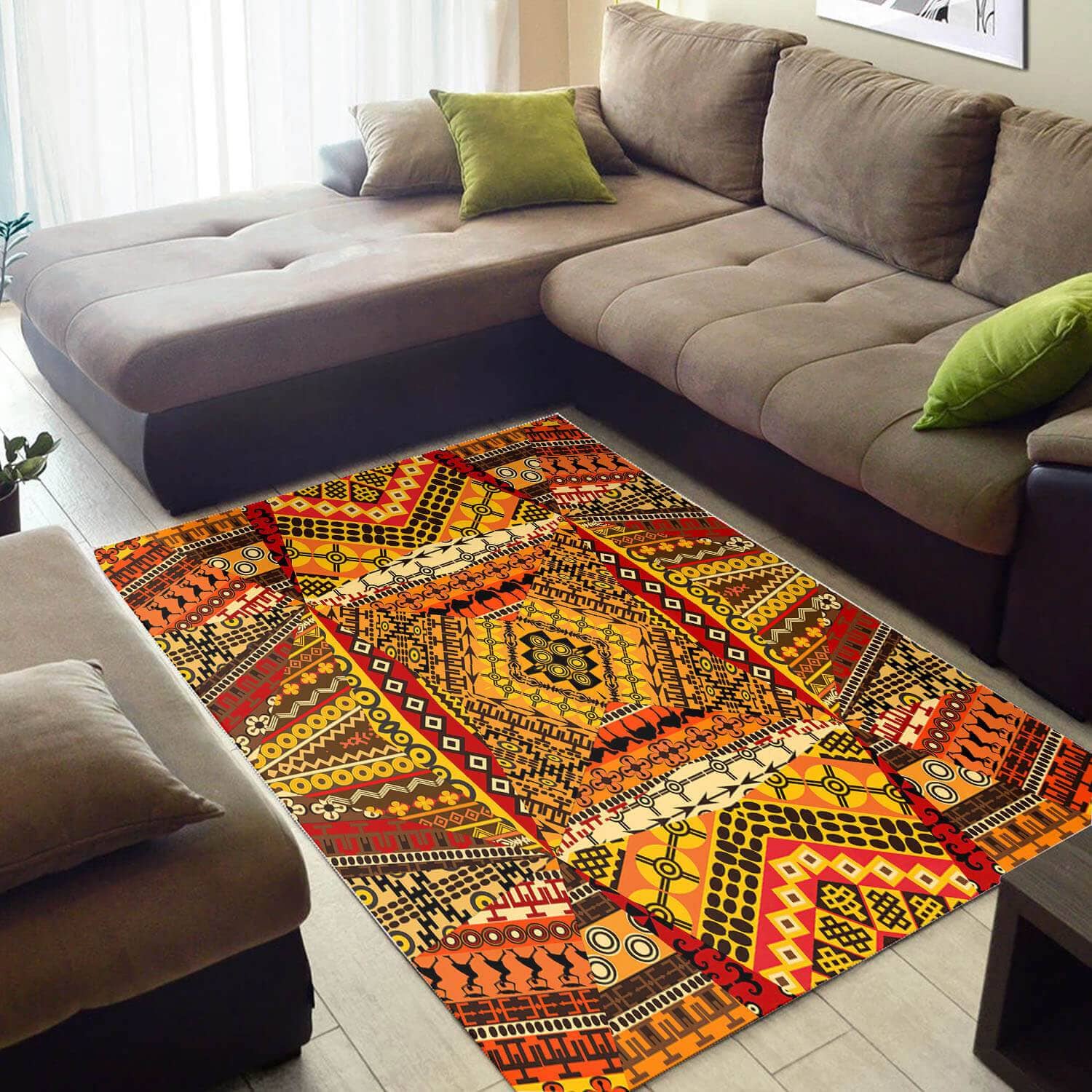 Modern African Themed Ethnic Seamless Pattern Large Style Rug