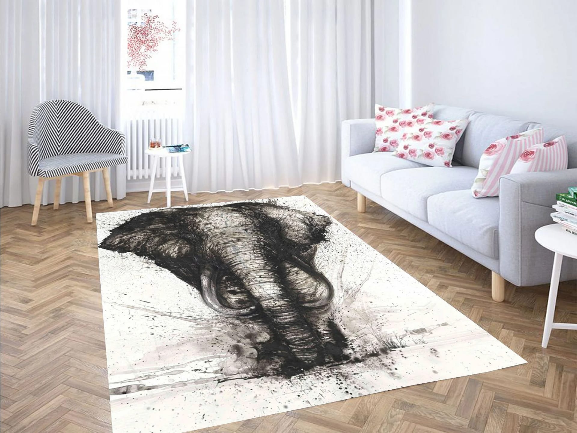 Monochromatic Elephant Carpet Rug